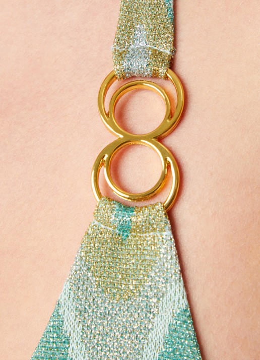Luli Fama Halter bikinitop met lurex - detail 2 mint