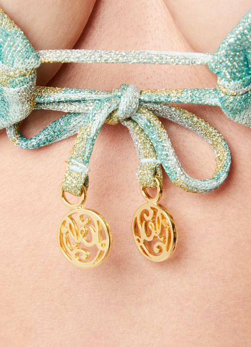 Luli Fama Molded voorgevormde triangel bikinitop met lurex - detail 5 turquoise