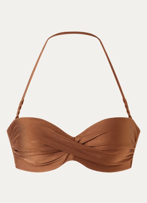 Luli Fama Push up bandeau bikinitop met beugelondersteuning  - voorkant bruin