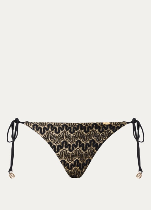 Luli Fama Ring bikinislip met kant - voorkant 4 zwart