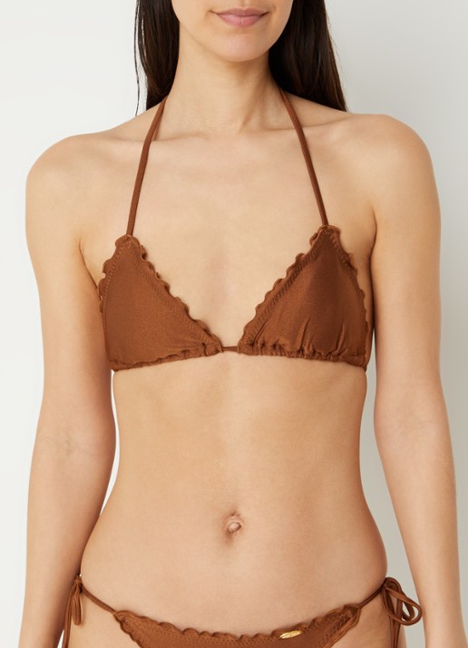 Luli Fama Wavey triangel bikini met uitneembare padding - voorkant 5 bruin