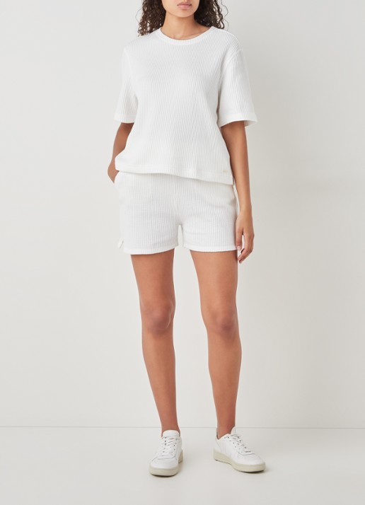 Lune Active Ella T-shirt van biologisch katoen met structuur - voorkant 3 wit