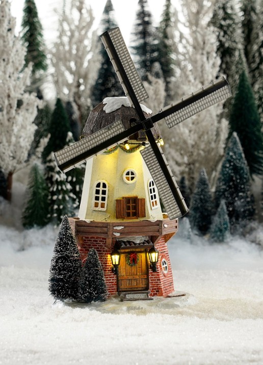 Luville Collectables Windmolen met verlichting 27 cm - detail 3 bruin