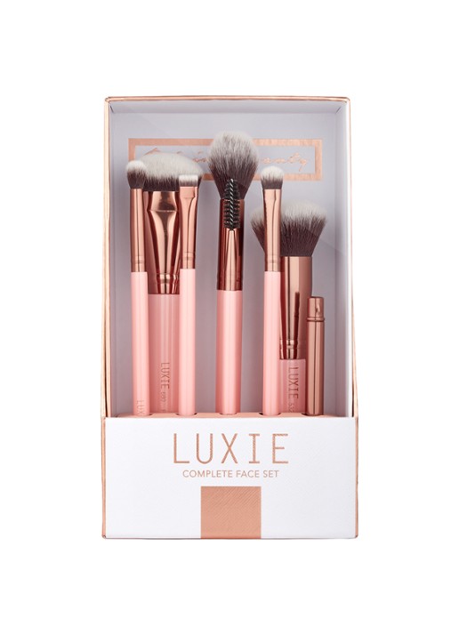 Luxie Beauty Complete Face Brush - make-up kwastenset - voorkant 2 pink