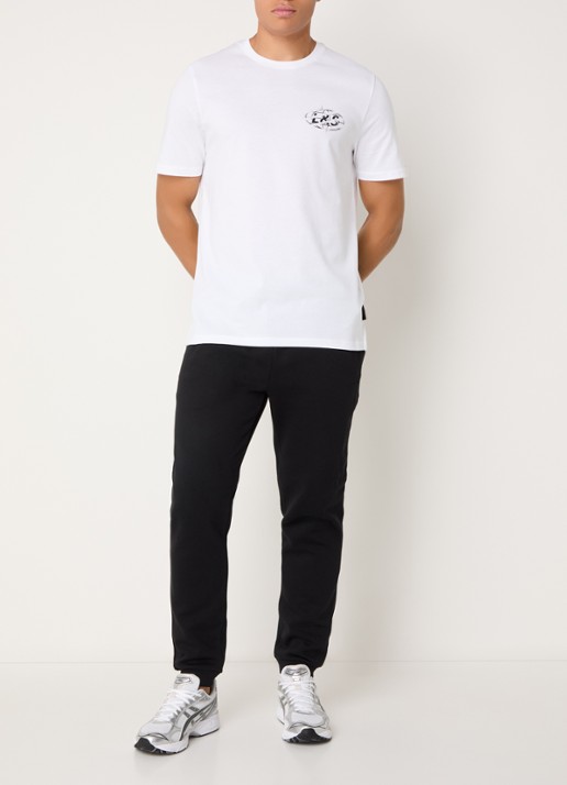 Lyle & Scott Chrome T-shirt met logo- en backprint - voorkant 4 wit