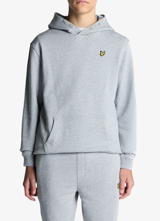 Lyle & Scott Classic hoodie met logoborduring - voorkant grijsmele