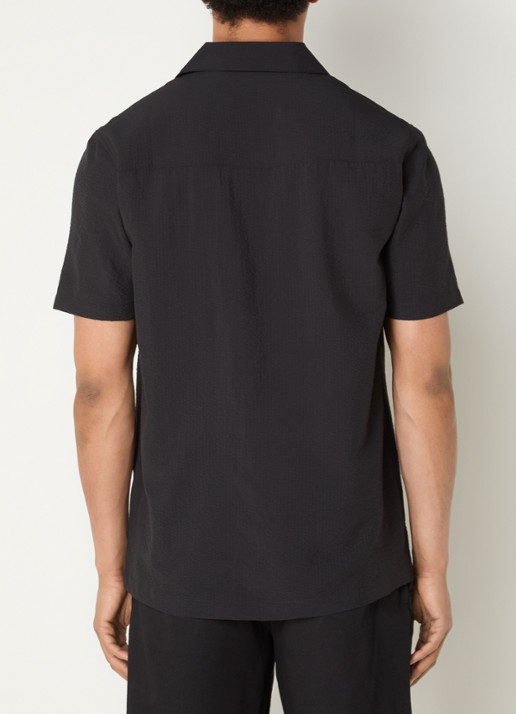 Lyle & Scott Crinkle Resort regular fit overhemd met borstzak - achterkant 4 zwart