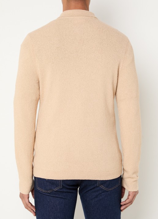 Lyle & Scott Fijngebreid vest met logoborduring - achterkant 3 beige