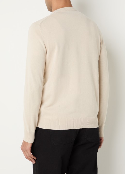 Lyle & Scott Fijngebreide pullover met logo - achterkant 2 beige