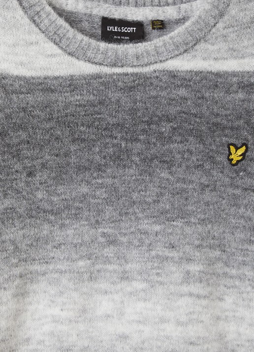 Lyle & Scott Fijngebreide trui in wolblend - detail 3 grijsmele