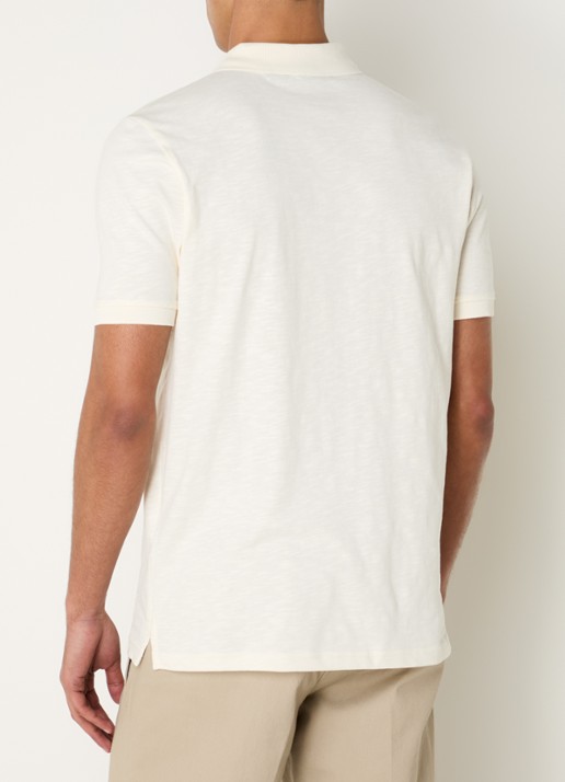Lyle & Scott Fine Slub regular fit polo met logo - achterkant 2 beige