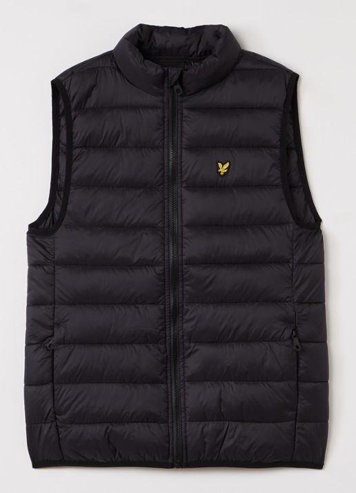 Lyle & Scott Gewatteerde bodywarmer met logo - voorkant zwart