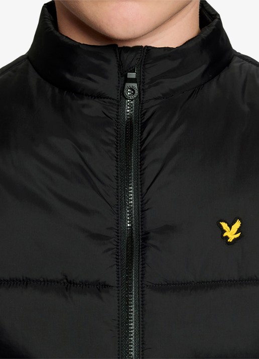 Lyle & Scott Gewatteerde bodywarmer met steekzakken - detail zwart