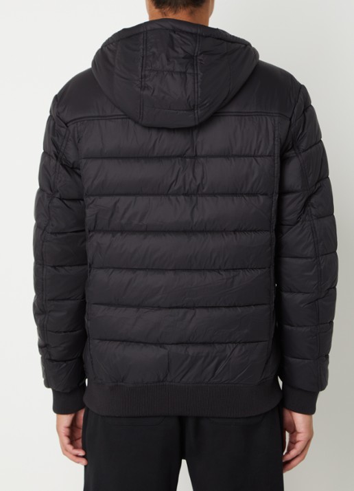 Lyle & Scott Gewatteerde jas met capuchon en logo - achterkant 4 zwart