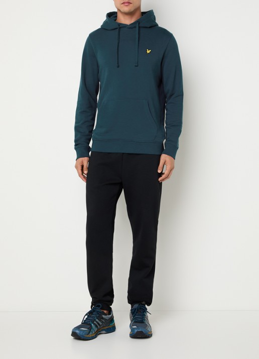 Lyle & Scott Hoodie met logoborduring - voorkant 5 petrol