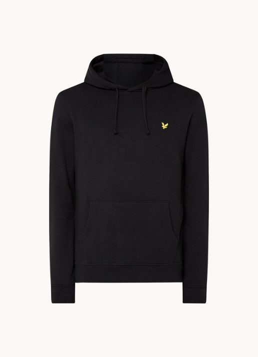 Lyle & Scott Hoodie met logoborduring - voorkant zwart