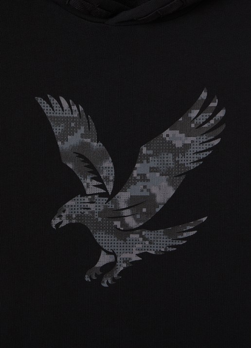 Lyle & Scott Hoodie met logoprint - detail zwart