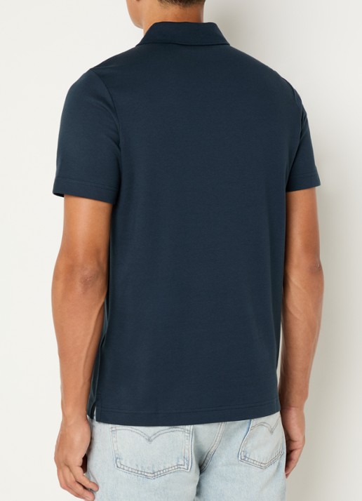 Lyle & Scott Interlock regular fit polo met logoborduring - achterkant donkerblauw