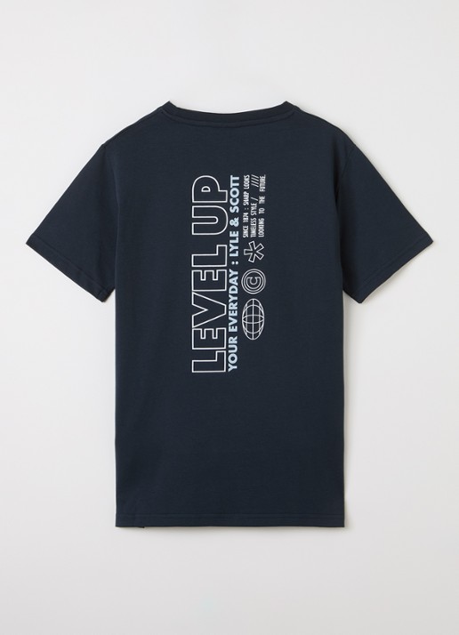 Lyle & Scott Level Up T-shirt met logo - voorkant 2 donkerblauw