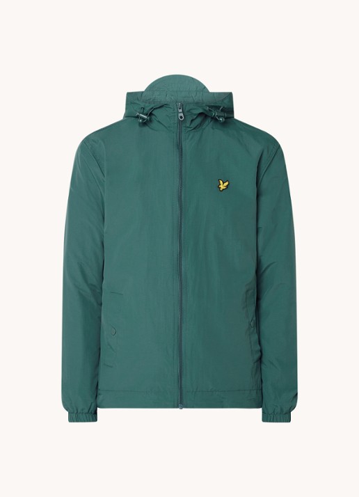 Lyle & Scott Lichtgewicht jack met capuchon - voorkant groen