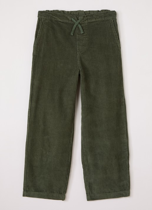Lyle & Scott Loose fit broek van corduroy - voorkant legergroen