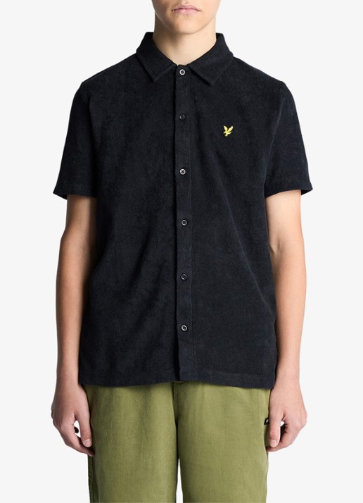 Lyle & Scott Overhemd met logo  - voorkant 3 donkerblauw