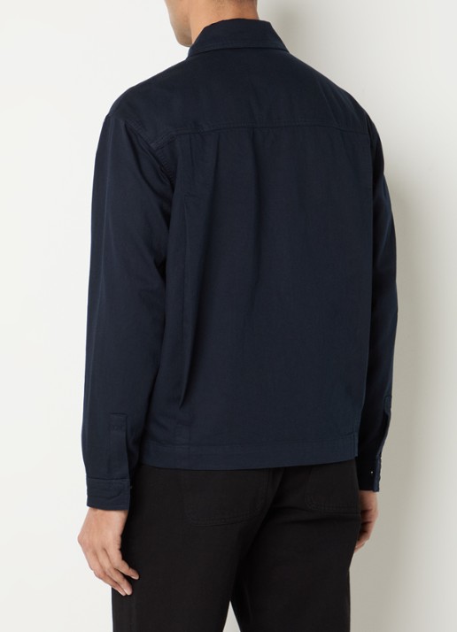 Lyle & Scott Overshirt met logo en borstzak - achterkant 3 donkerblauw