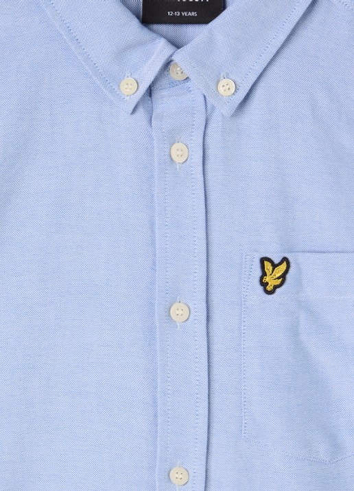 Lyle & Scott Oxford overhemd met logo - detail 3 lichtblauw