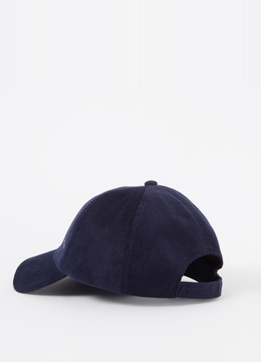 Lyle & Scott Pet van corduroy met logoborduring - detail 2 donkerblauw