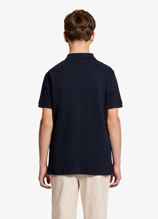 Lyle & Scott Polo in linnenblend - achterkant donkerblauw