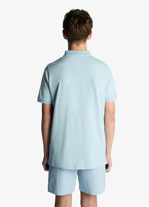 Lyle & Scott Polo met logoborduring - achterkant lichtblauw