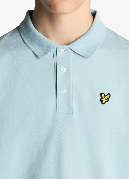 Lyle & Scott Polo met logoborduring - detail 3 lichtblauw