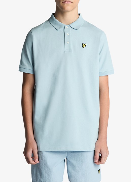 Lyle & Scott Polo met logoborduring - voorkant 5 lichtblauw