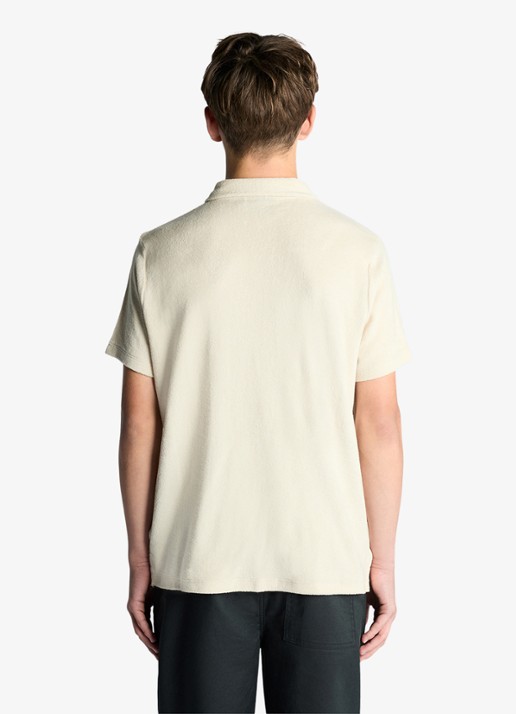 Lyle & Scott Polo van badstof  - voorkant 3 beige