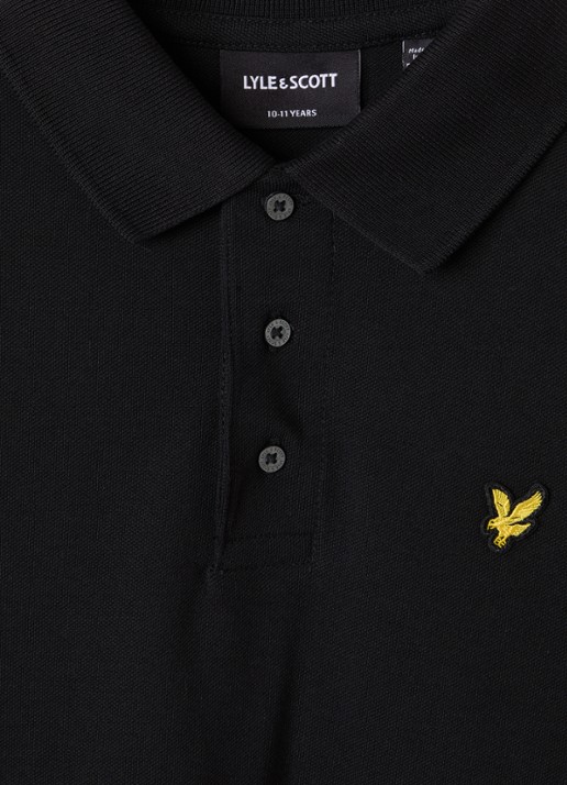 Lyle & Scott Polo van piqué katoen - detail 3 zwart