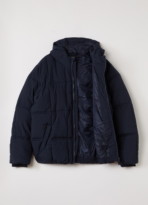 Lyle & Scott Puffer jack met ritszakken - voorkant 3 donkerblauw