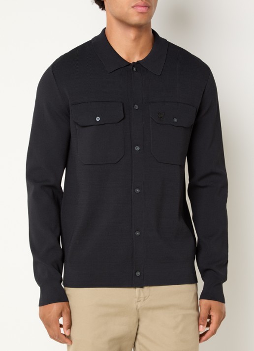 Lyle & Scott Regular fit overshirt met borstzakken - detail zwart