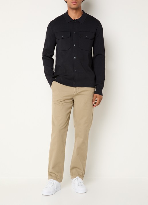 Lyle & Scott Regular fit overshirt met borstzakken - voorkant 4 zwart