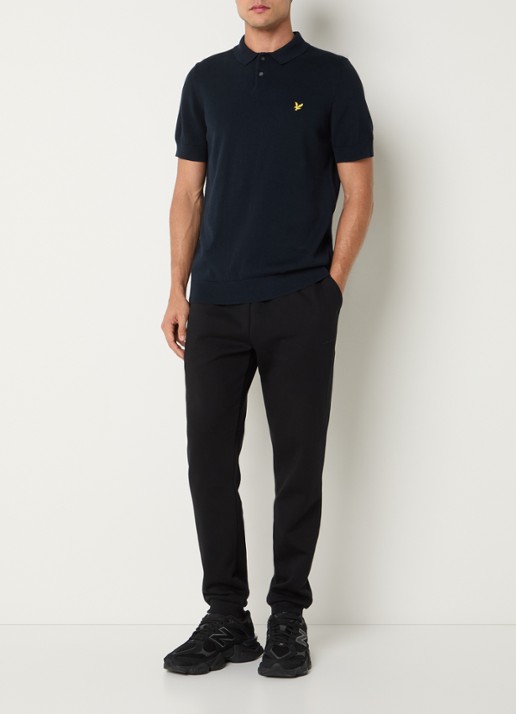 Lyle & Scott Regular fit polo met logo - voorkant 2 donkerblauw