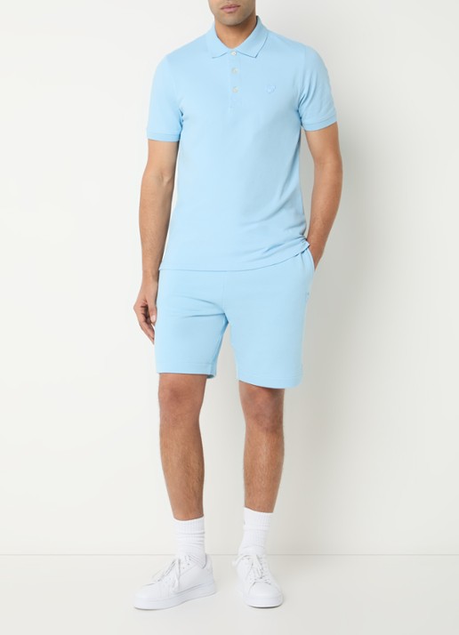 Lyle & Scott Regular fit polo met logo - voorkant 2 blauw