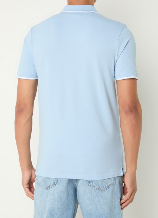 Lyle & Scott Regular fit polo van piqué katoen met getipte boorden - achterkant 3 lichtblauw