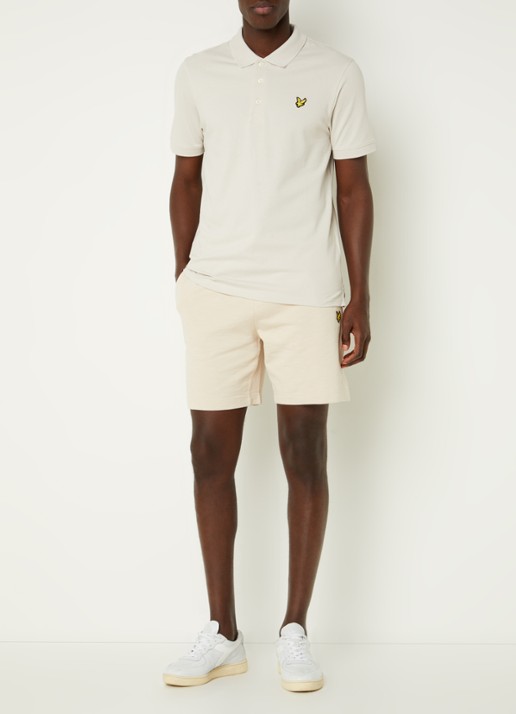 Lyle & Scott Regular fit polo van  piqué katoen met logo - voorkant 4 gebroken wit