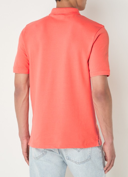 Lyle & Scott Regular fit polo van  piqué katoen met logo - achterkant 4 koraal