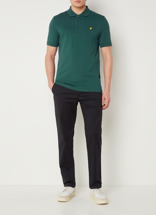 Lyle & Scott Regular fit polo van  piqué katoen met logo - voorkant 4 groen