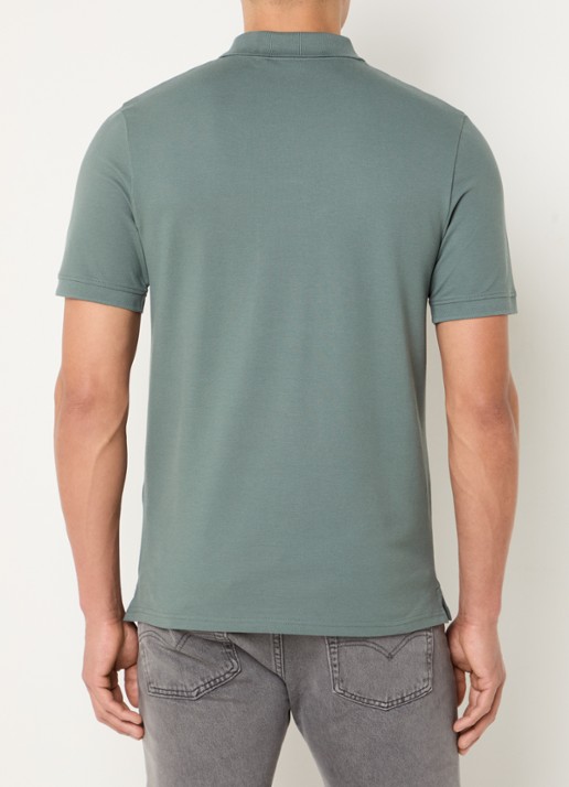 Lyle & Scott Regular fit polo van  piqué katoen met logo - achterkant 2 olijfgroen