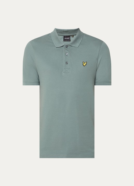 Lyle & Scott Regular fit polo van  piqué katoen met logo - voorkant 3 olijfgroen