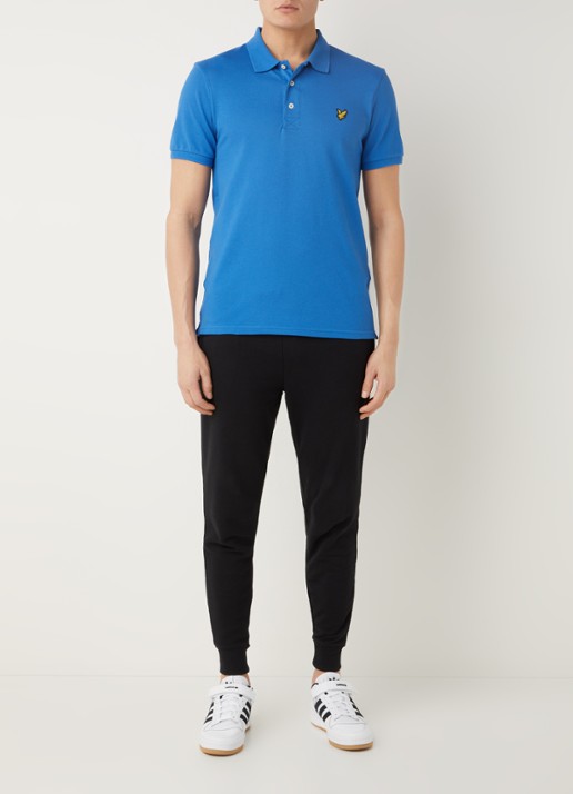 Lyle & Scott Regular fit polo van  piqué katoen met logo - voorkant 2 donkerblauw