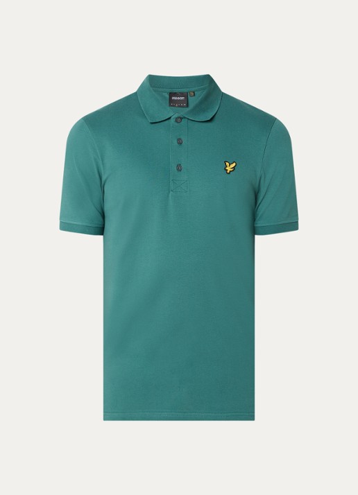 Lyle & Scott Regular fit polo van  piqué katoen met logo - voorkant beige