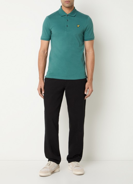 Lyle & Scott Regular fit polo van  piqué katoen met logo - voorkant 2 beige