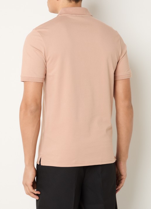 Lyle & Scott Regular fit polo van  piqué katoen met logo - achterkant abrikoos